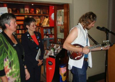 claire and musician at old sailor book launch