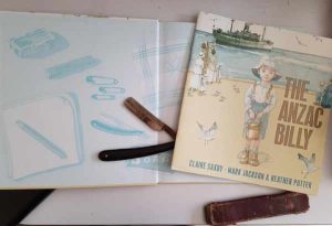 Anzac Billy book with cut throat razor