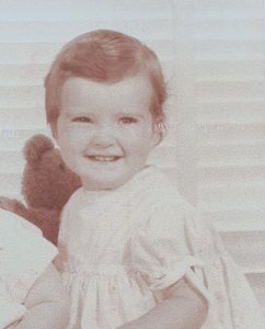 Claire Saxby as infant